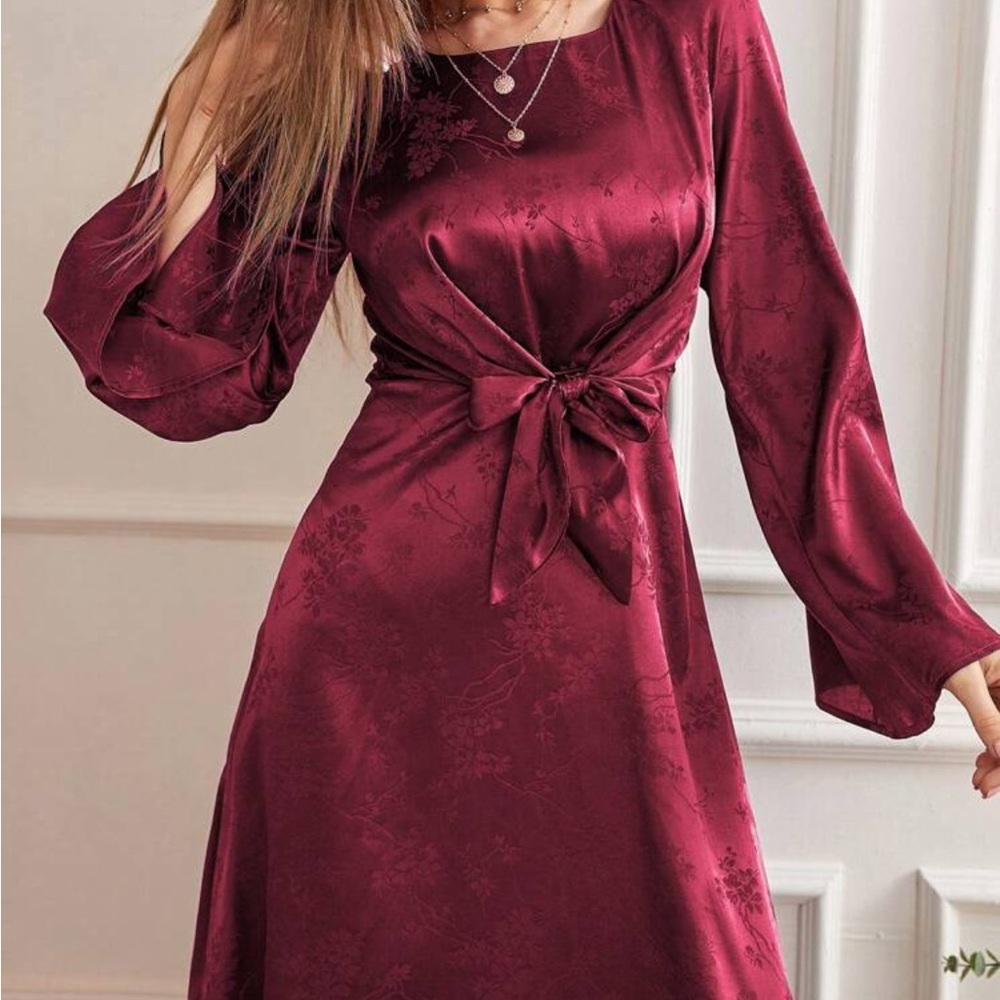 Burgundy Satin Dress